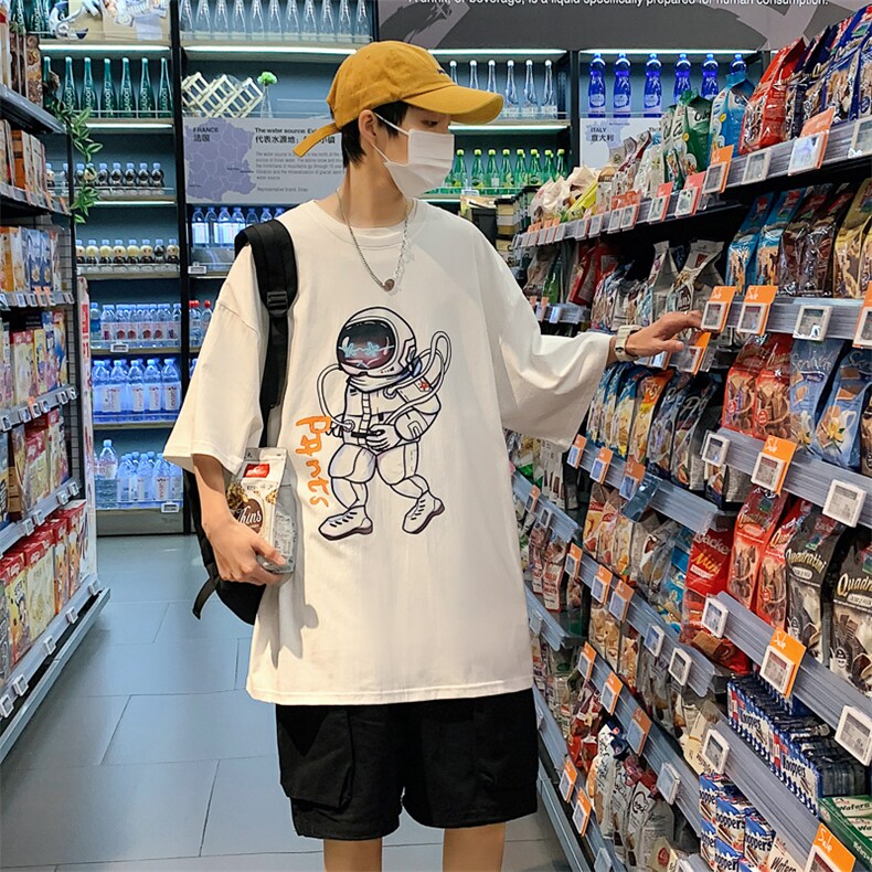 2024夏季新款宽松港风宇航员运动短袖T恤A071-5512-P25,男装T恤,电商A071