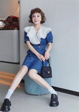 气质牛仔连衣裙，女装连衣裙，1+9