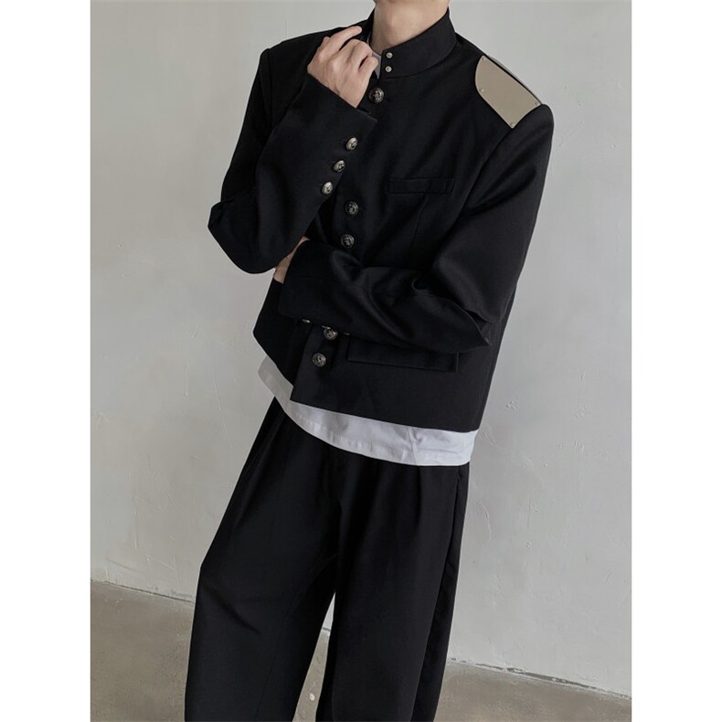 现货！25秋冬超短款男金属垫肩明星同款新中式夹克西服XZ69-P138,男装夹克,电商B288