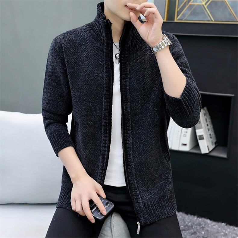 品质好秋冬季新款男士休闲毛衣立领外套百搭加绒雪尼尔8811-P50,男装针织衫/毛衣,星座1706