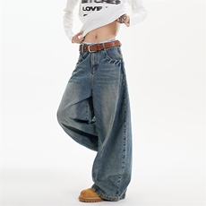 春季美式ins高街hiphop水洗弯刀牛仔裤货号K25128PP60，男装牛仔裤，电商A063