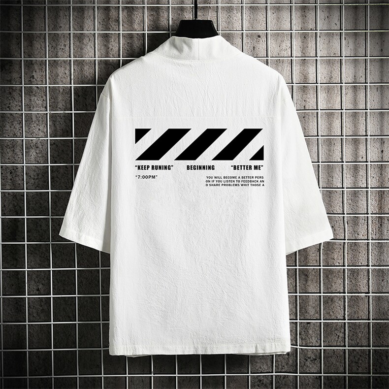 HF59128-P40风汉服男开衫外套七分袖道袍网格挂拍,男装民族服装,电商A040A