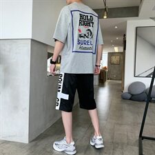 夏季短袖运动套装休闲潮牌潮流韩版男装t恤2021新款痞帅DS773T，男装T恤，电商A102