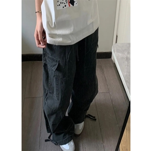 现货全棉水洗工装裤做旧宽松直筒裤多袋潮流阔腿裤K5005-P60图片