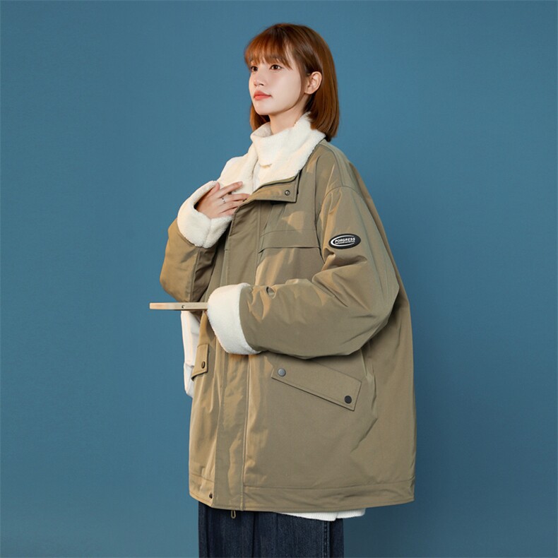 中性风男女冬季加绒加厚工装立领保暖棉服大衣A406MY123特P100,男装棉衣,星座309（原A406）