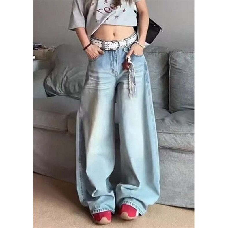 刺绣牛仔裤女秋季新款设计感宽松高腰直筒阔腿裤NZ9062,男装牛仔裤,星座1116A（原606A-3）