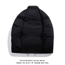 白鸭绒白底22冬季新品时尚简约字母印花立领羽绒服YR190P195控258，男装羽绒服，电商A247-1