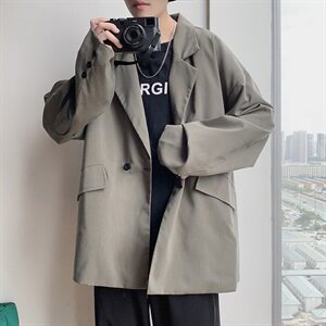 春秋气质两粒扣纯色宽松西服男青年潮流外套休闲小西装图片