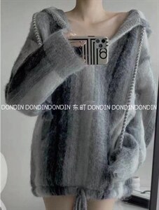 现货 连帽渐变宽松毛衣,女装针织衫/毛衣,东町