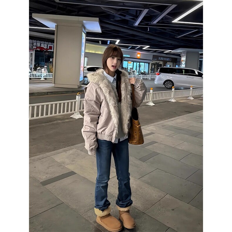 现货高品质美式高街冬季重磅硬挺短款座山雕毛领棉衣男女加厚外套,男装棉衣,电商A486