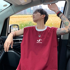 量大优供视频直播高品质重磅260克双纱纯棉印花背心无袖T恤DB122，男装背心/马甲，电商A486