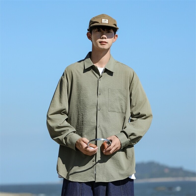 25年春季纯色衬衫长袖大码宽松落肩现货DS-C323-1-2383-特批35图片