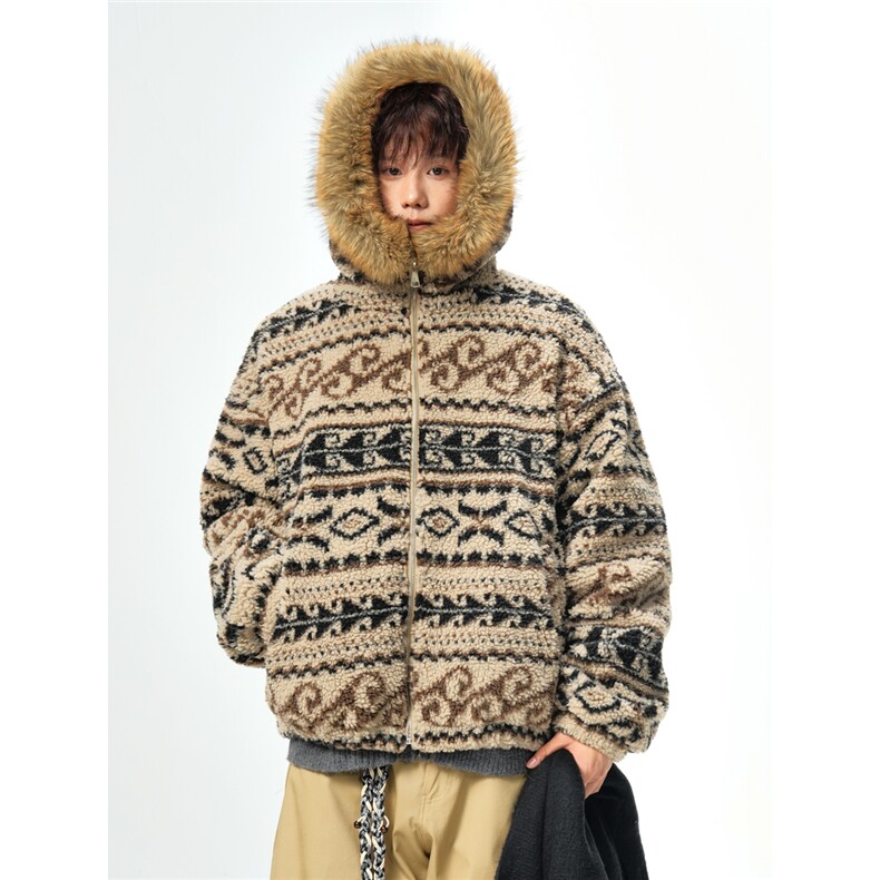 加绒内胆羊羔毛毛领棉衣座山雕棉服中性外套A0174020P120，男装棉衣，电商A017