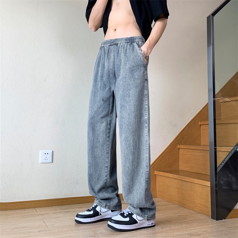 黑色牛仔裤男宽松直筒休闲大码春季休闲裤 K823-P35图片