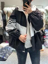 2022年春季新款潮拼接撞色抽绳宽松拉链开衫洋气外套，其它，L·H·X