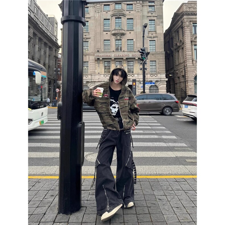 街头潮流嘻哈ins街舞hiphop新款个性时尚迷彩开衫卫衣L82877-P55,男装卫衣,星座1008