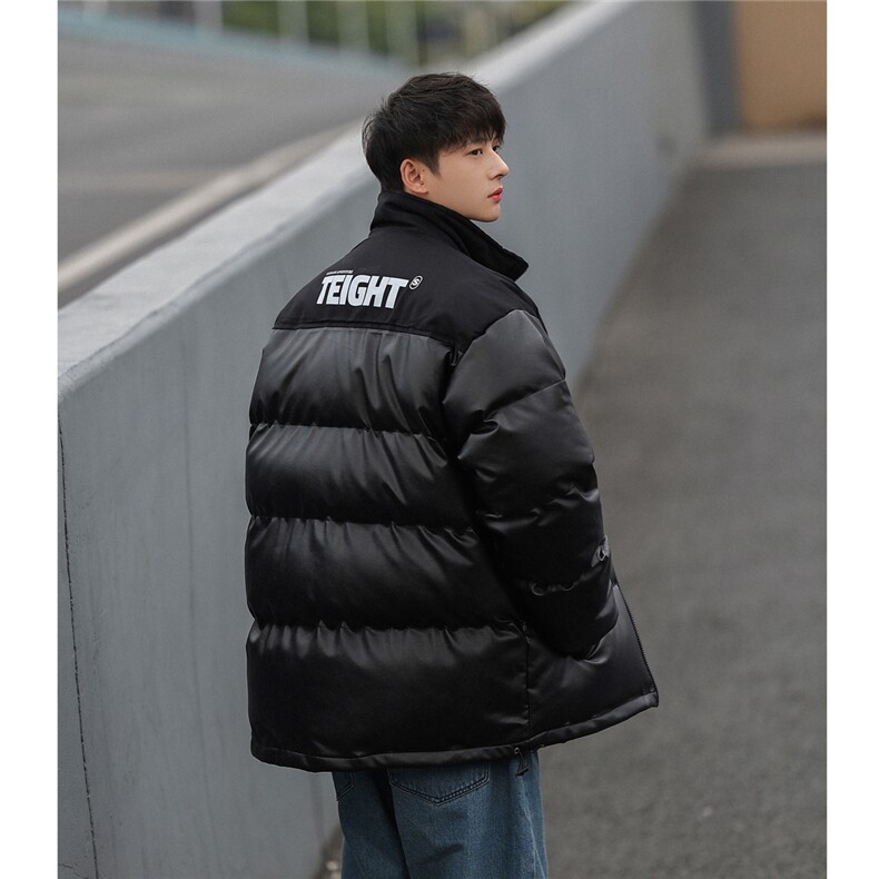 拼接PU皮棉衣加厚棉服立领街头外套ZM073-P110控139图片
