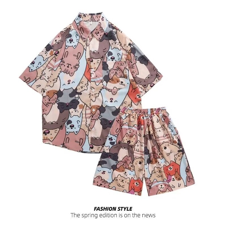 2025夏新款文艺ins扎染痞帅小众休闲运动套装两件套TZ008P45，男装休闲套装，星座1108