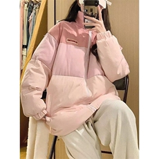 撞色拼接棉袄棉服女短款冬小个子加厚宽松立领面包服学生外套，男装夹克，星座506A