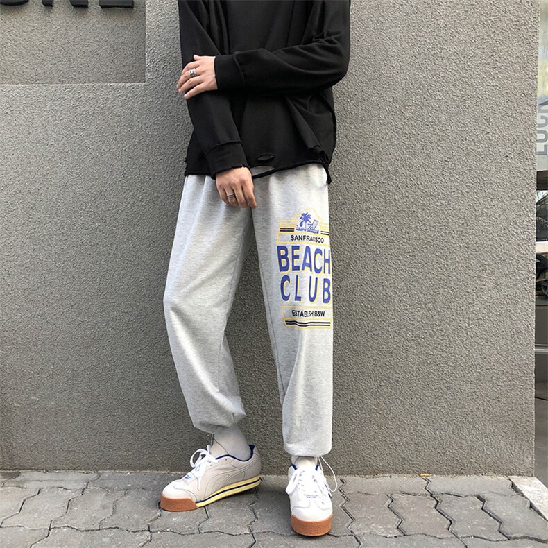 港风有型休闲裤男宽松潮流束脚裤运动印花卫裤N,男装休闲裤,星座1501