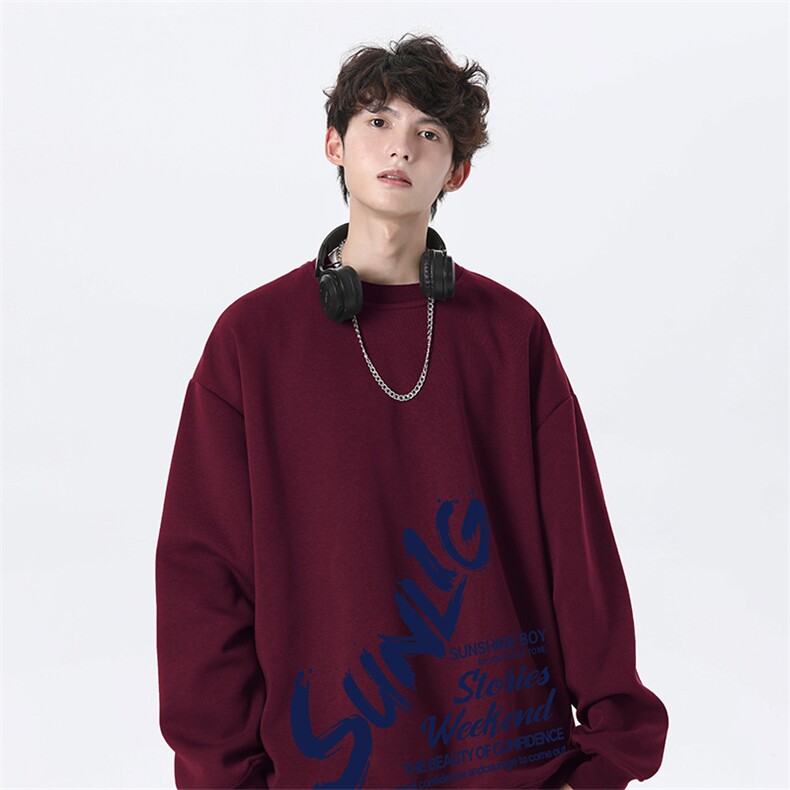 抖音品质秋季新款美式潮流仿棉圆领卫衣wycm4023-特批28控49,男装卫衣,星座605(原A050)