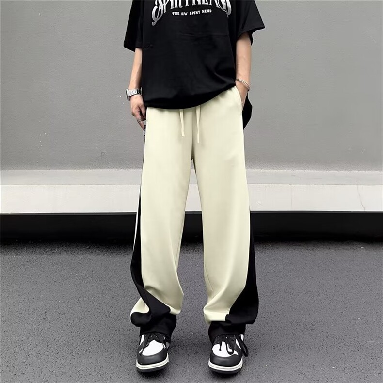 夏季直筒宽松休闲裤男韩版潮牌潮流黑白拼接运动裤香蕉裤潮,男装休闲裤,星座716-3