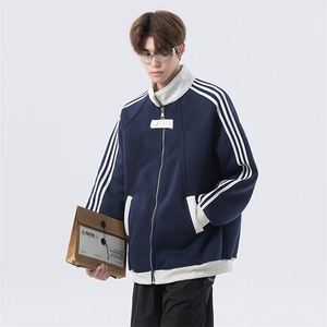 抖音得物品质秋冬美式高街重磅结构拼接织带翻领卫衣夹克外套W113图片