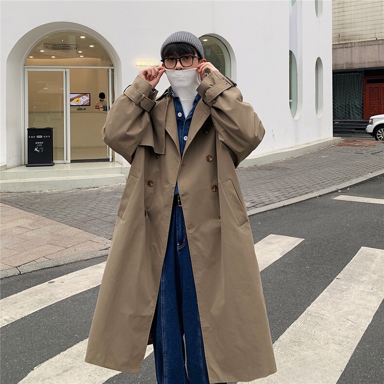 1港风新款宽松休闲中长款风衣潮流帅气英伦风男外套7668P90控118,男装风衣,星座226-2