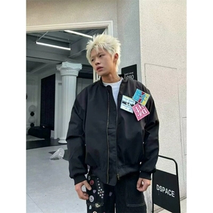 W9481-P73 网图现货 美式复古刺绣贴标外套趣味宽松飞行夹克图片