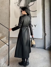 过膝绵羊皮风衣收腰皮大衣显瘦外套真皮皮衣女，女装双面呢大衣，泰合衣坊