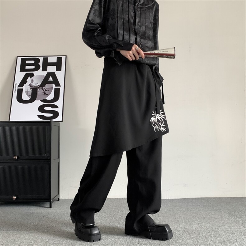 山本耀司纽扣日系叠层刺绣不规则无性别叠穿西裤男女宽松裙裤大码,男装西裤,星座909-2（原星座717-2）