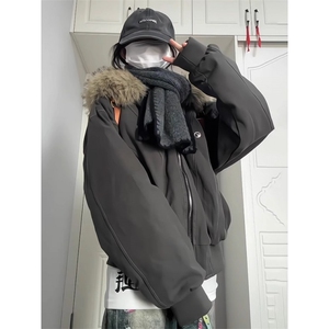 美式复古毛领座山雕棉服外套男冬季新款潮牌高级感加厚派克服棉衣图片