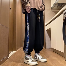 美式风复古直筒卫裤男秋季ins潮牌休闲裤高街阔腿运动裤子K20/P50，男装休闲裤，星座506
