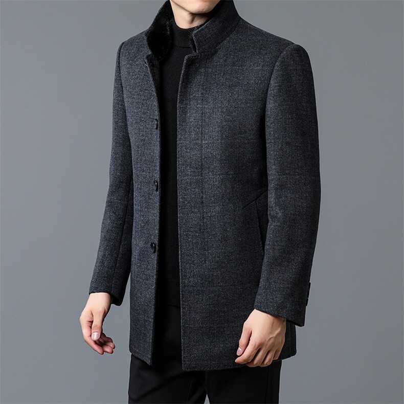 男士2023冬季新款商务休闲宽松毛呢大衣时尚毛绒大衣外套潮流男装，男装毛呢大衣，电商B212（原钱塘6029）