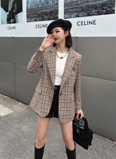 【现货】春装新款韩版修身格子时尚西装，女装西装，名怡