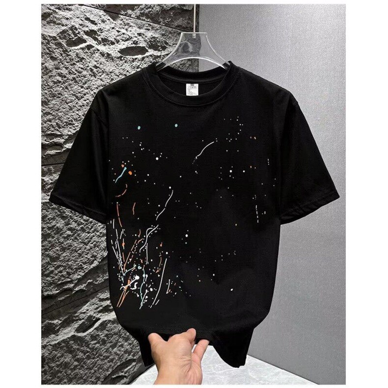 M412-P35夏季衣服高端T恤短袖男纯色2025新宽松休闲潮流百搭图片