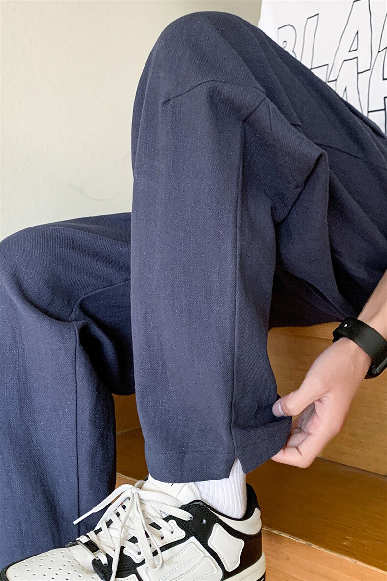 8XL-M亚麻裤男休闲束脚裤潮薄款宽松男生九分锥形哈伦裤K920P58,男装休闲裤,电商D206-1