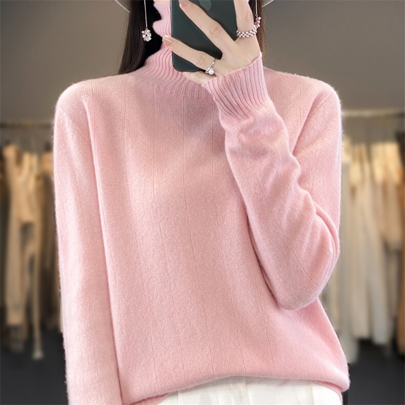 秋冬100%纯羊毛衫女一线成衣连帽针织羊绒衫宽松长袖毛衣帽衫打底，女装羊毛衫，羿纯羊绒