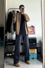 B221美式ins高街小众拉链直筒牛仔裤LK23028-P60控78，男装牛仔裤，电商B221