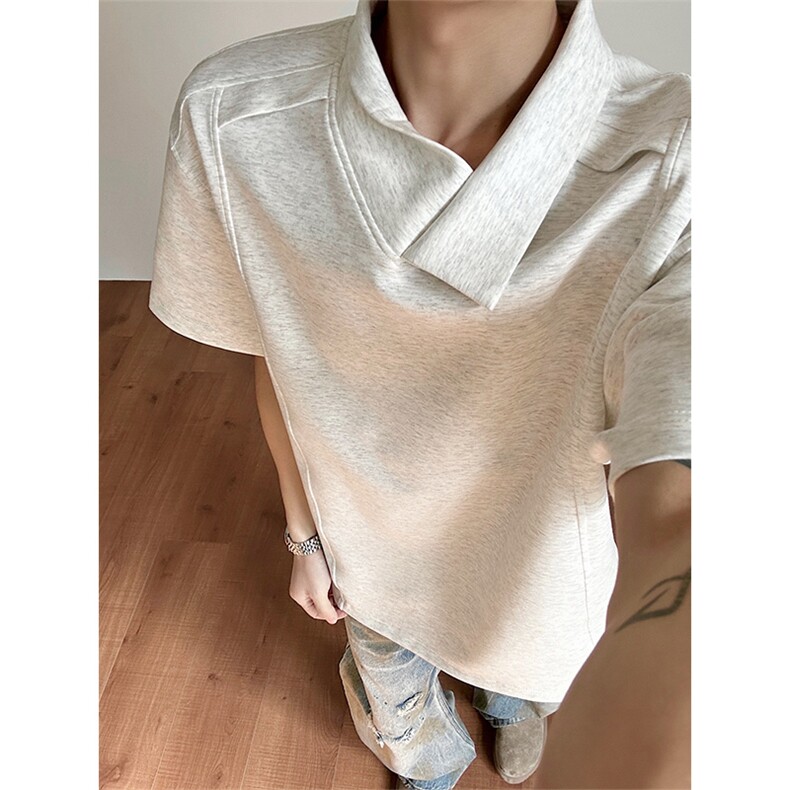 拼接设计潮流古短袖T恤不规则翻领polo衫男女5X3030-TP25不,男装T恤,电商A102