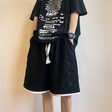 2025夏季港风宽松休闲麂皮绒运动五分短裤B266-DK11-P40，男装牛仔裤，星座B257-1