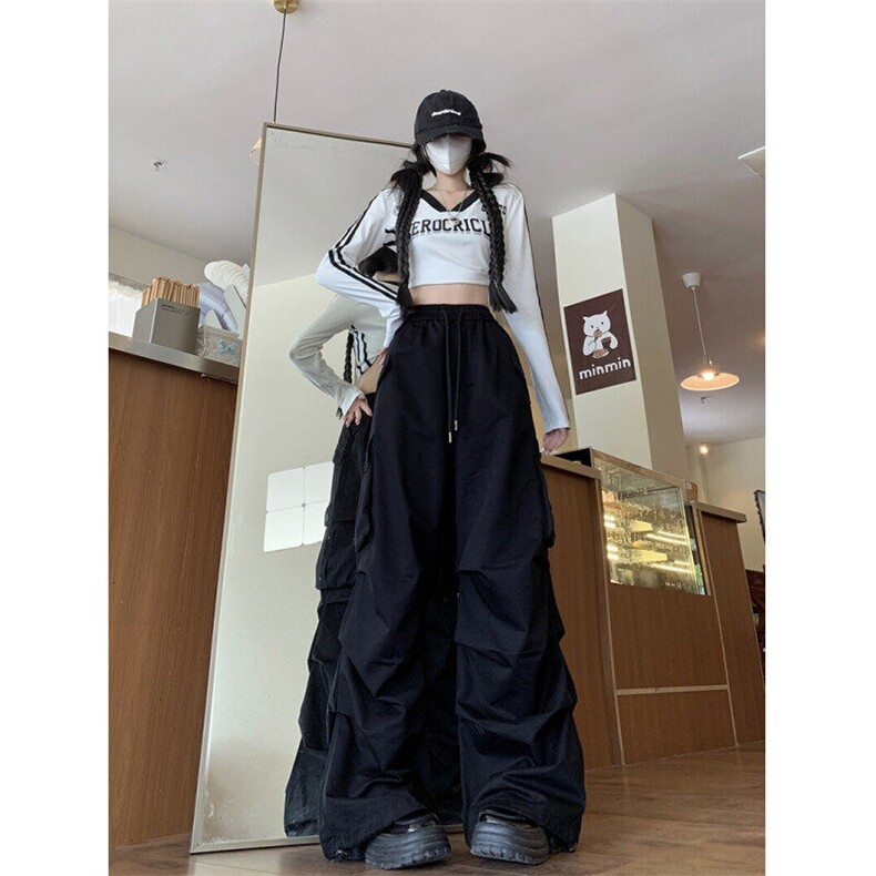 美式复古工装裤男女水洗棉褶皱层次感宽松hiphop嘻哈长裤潮,男装休闲裤,星座410-7