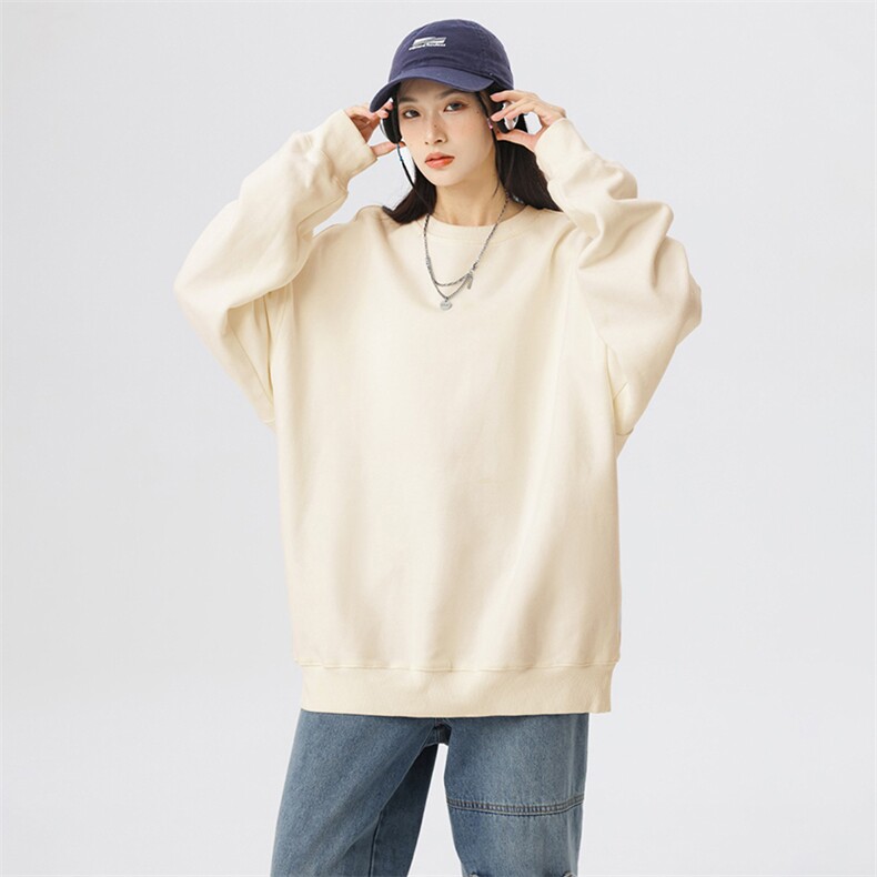 抖音得物重工品460克全棉重磅同底同色粗矿纹理美式纯色圆领卫衣,男装卫衣,电商A486