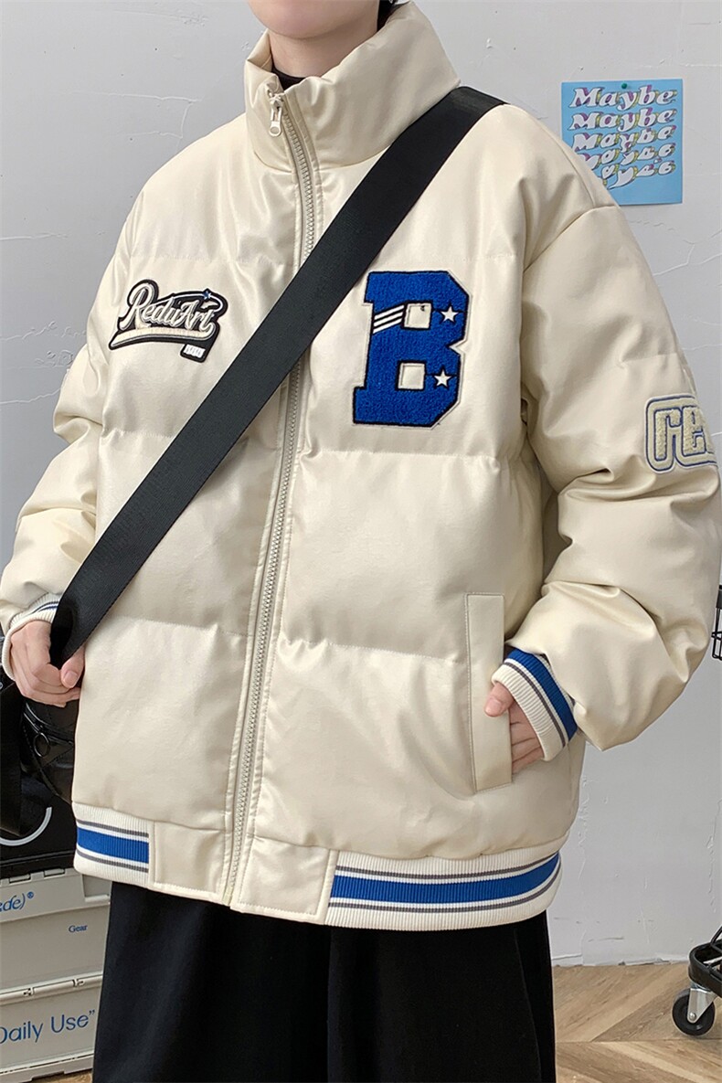 冬季毛巾绣PU皮棉衣立领外套加绒加厚棉服男士8115-P140控价188,男装棉衣,电商A441-1