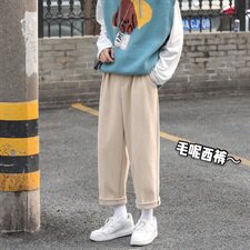 不起球呢子西裤男宽松直筒冬季新款韩版潮流毛呢休闲裤，男装休闲裤，电商A102B