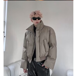 【有货】D8145-P88冬装重磅简约短款棉服外套男女加厚保暖皮棉衣图片
