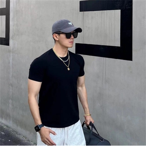 袖口收紧健身t恤显肌肉重磅短袖男夏季纯棉吸汗三分袖训练体能服图片