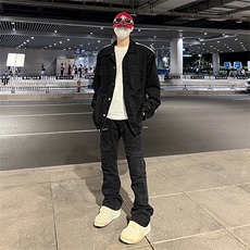 库奇大码宽松潮牌刺绣毛边牛仔外套中性夹克外穿男女款控128，男装夹克，星座301D-4(原星座1004-4）