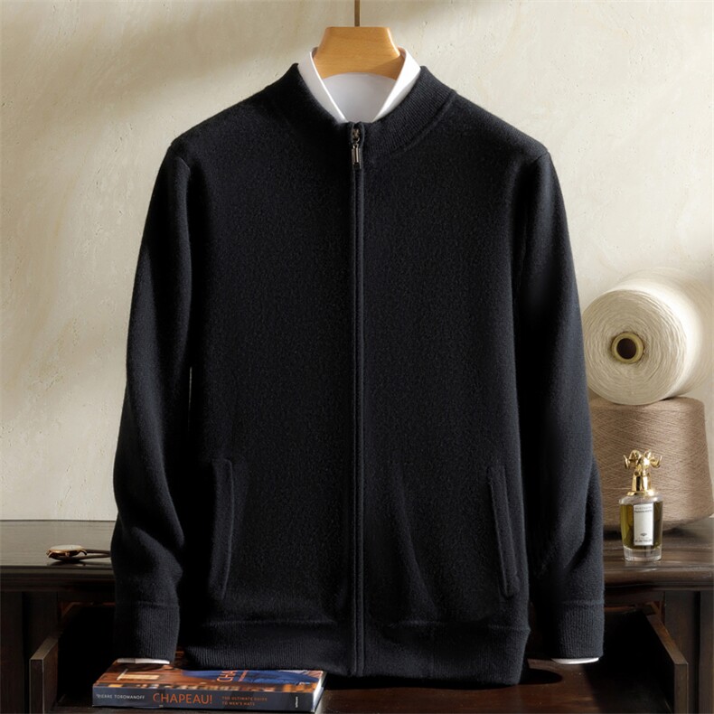 2024秋冬新款羊绒男士四平半高拉链羊绒开衫男装，男装羊绒开衫，英皇羊绒