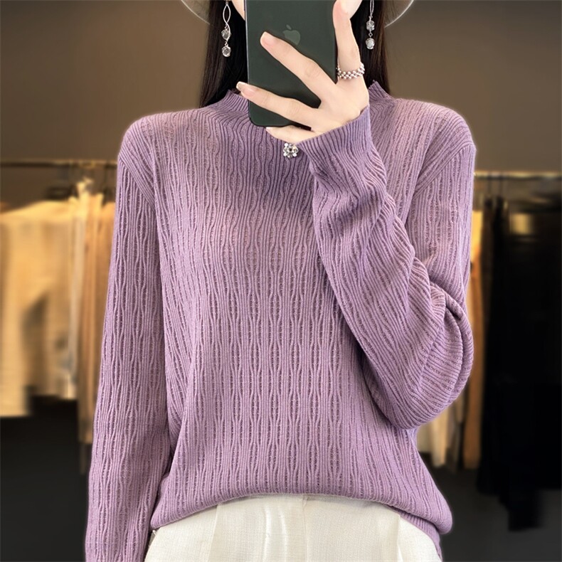 秋冬季新款纯色毛衣女宽松显瘦时尚百搭针织上衣,针织衫/毛衣,贵皇网供仓